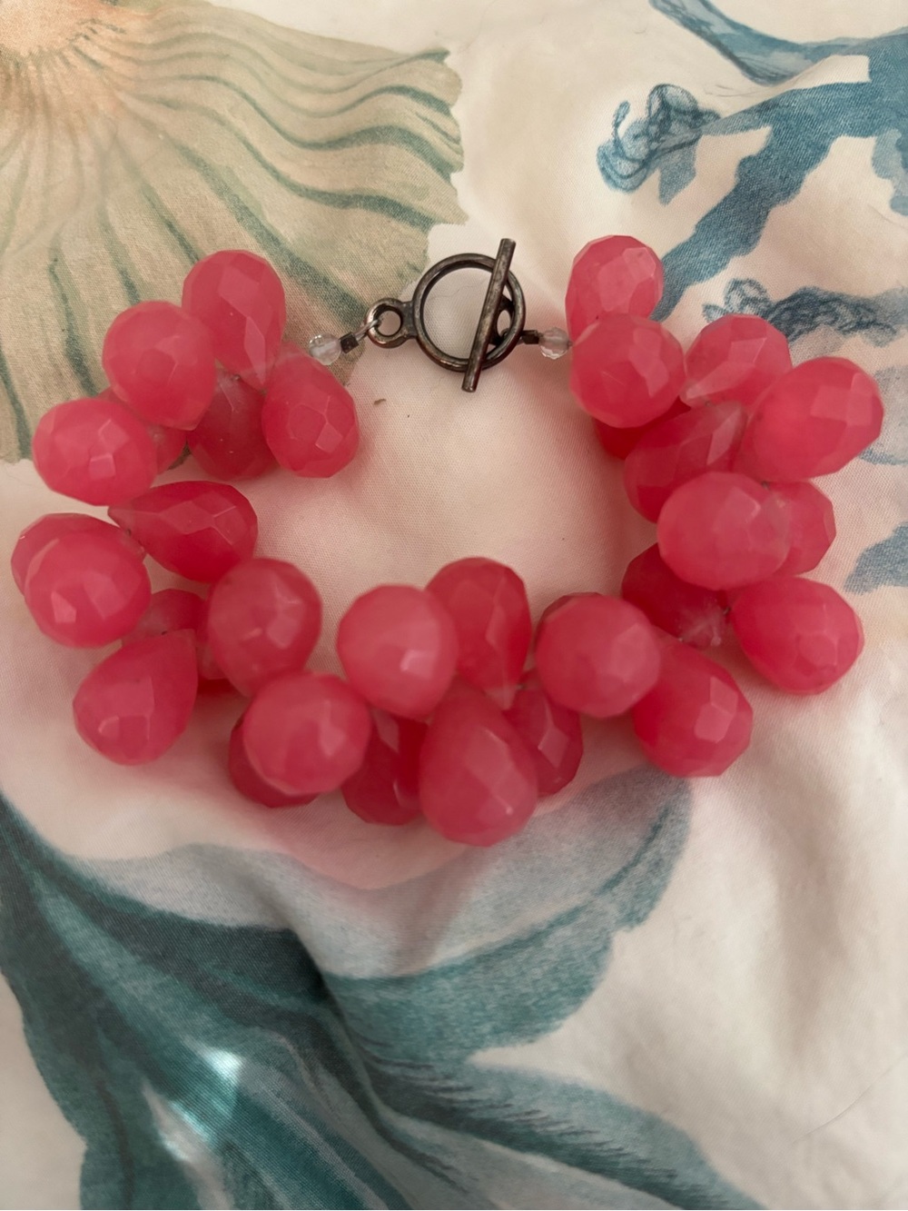 Faceted Hot Pink Teardrop chalcedony Cluster Bracelet - KEP Designs in NYC